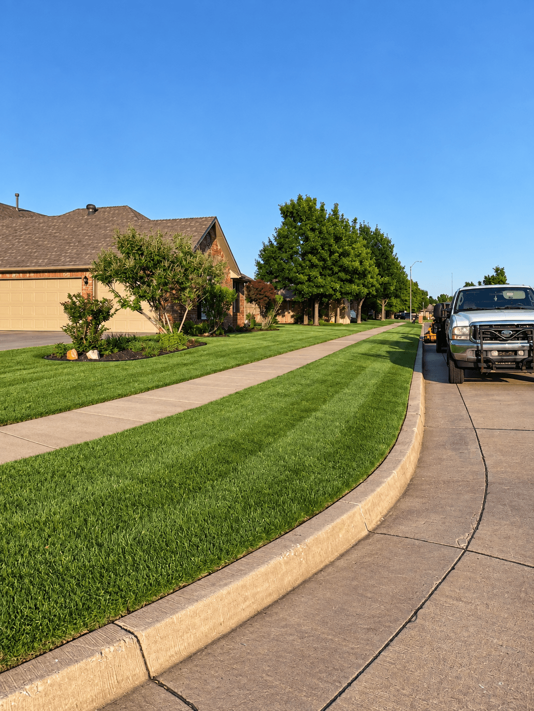 Street-facing property with maintained lawn