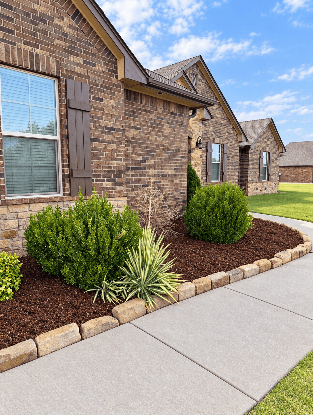 Mulched landscape bed